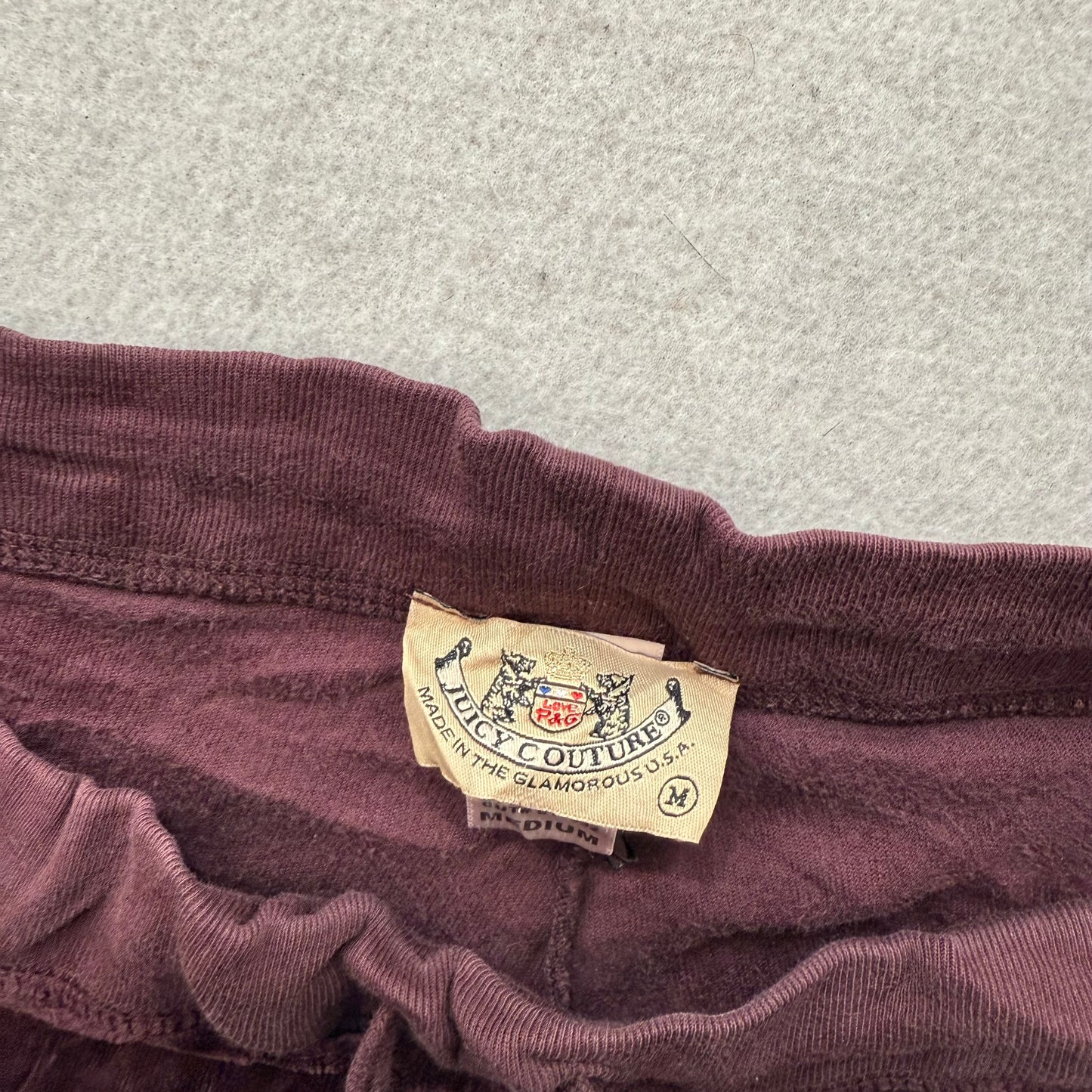 2003 Vintage Juicy Couture Women's Burgundy Velour Wide Leg Track Pants Size M