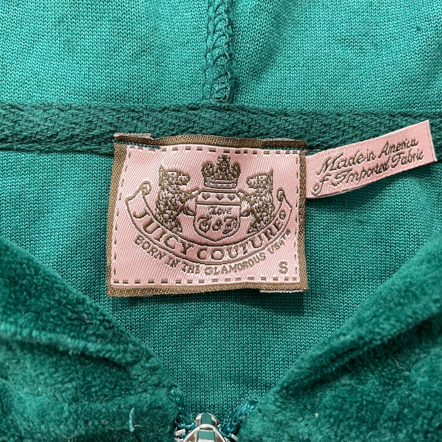 Juicy Couture Women's Dark Green Velour Tracksuit Set Hoodie & Pant Size S/L