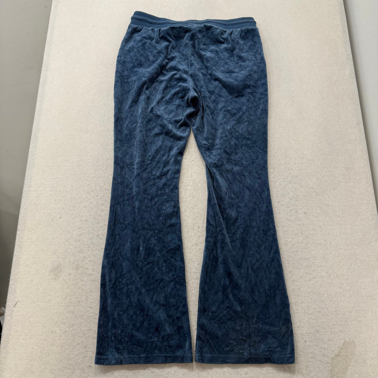 Juicy Couture Women's Slate Blue Velour Flared Track Pant Drawstring Y2K Size M