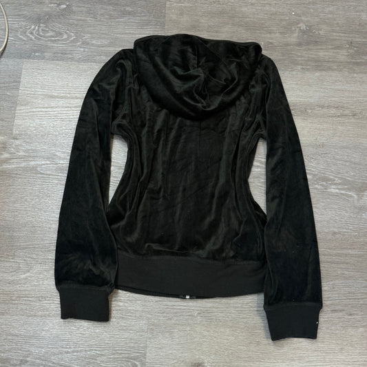 Vintage Juicy Couture Womens Charcoal Velour Zip-Up Hoodie Loungewear Y2k Size S