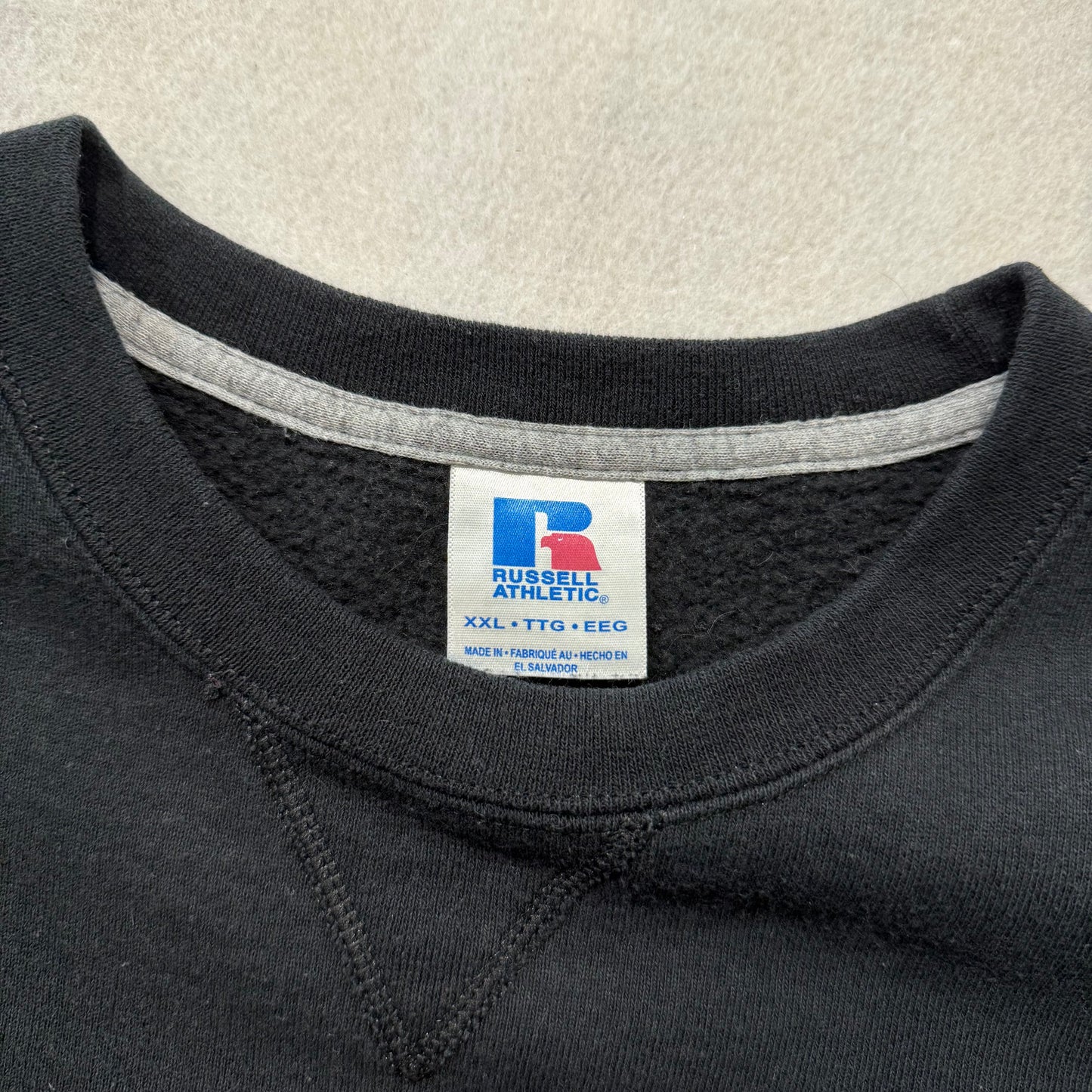 Russell Athletic Men's Black Pullover Crewneck Sweatshirt Fleece Lined Size 2XL