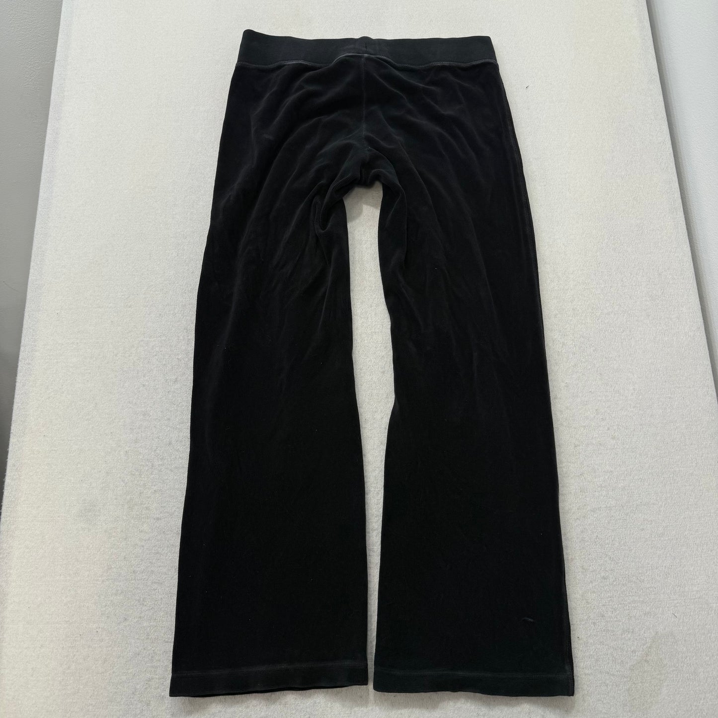 Vintage Juicy Couture Women's Black Velour Flared Track Pant Loungewear Size S