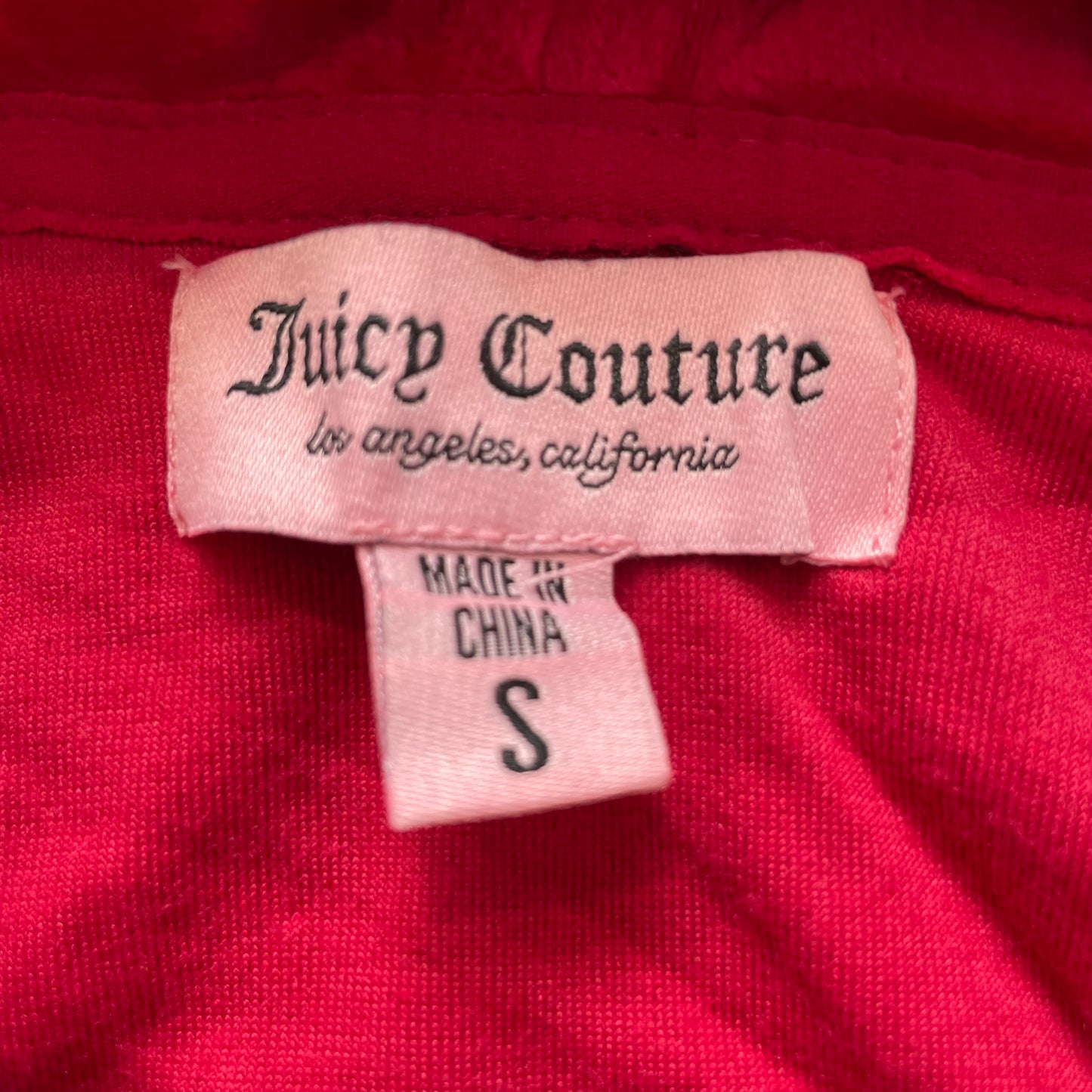 Juicy Couture Women Red Velour Tracksuit Set Zip-Up Hoodie & Flare Pant Size S/M