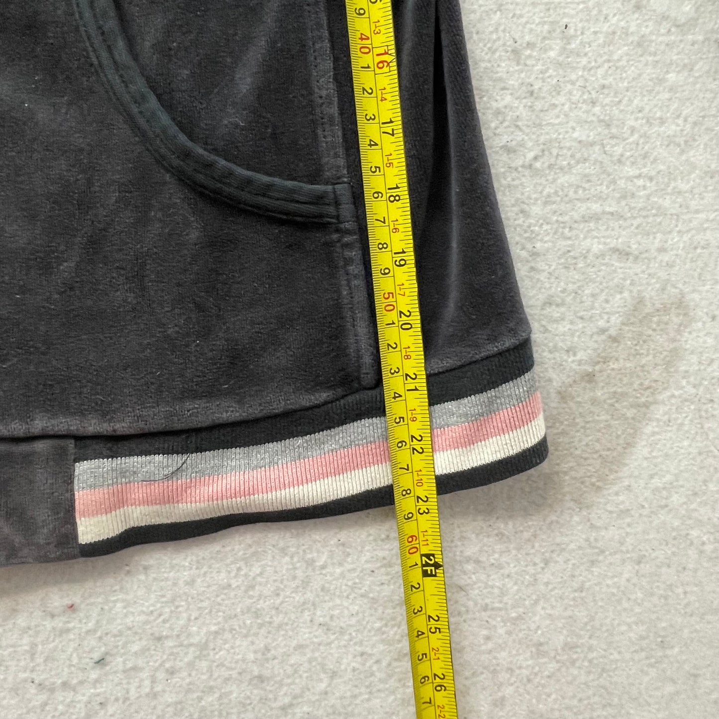 N.Y.L. New York Laundry Womens Gray Velour Zip-Up Hoodie Striped Sleeves Size XL