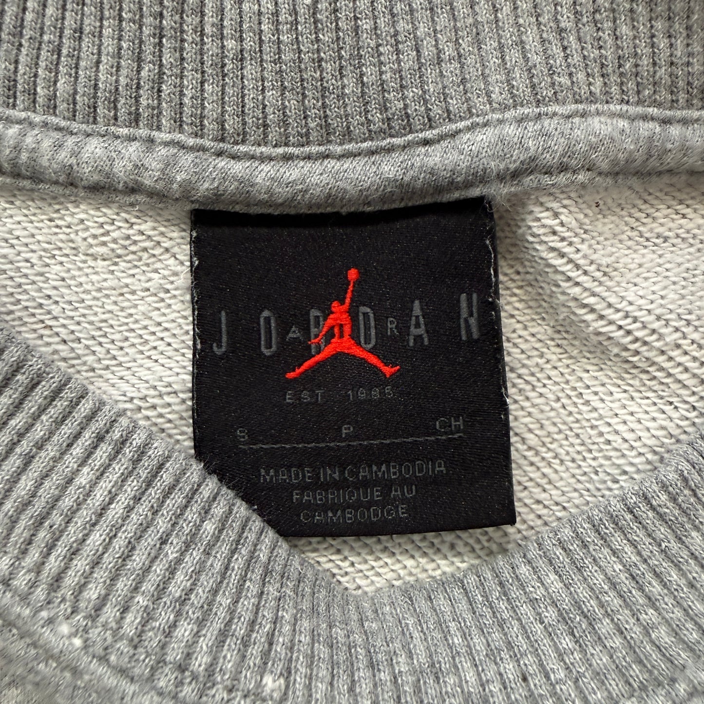 Jordan Women's Grey Fleece Sweatshirt Long Sleeve Crewneck Casual Graphic Size S