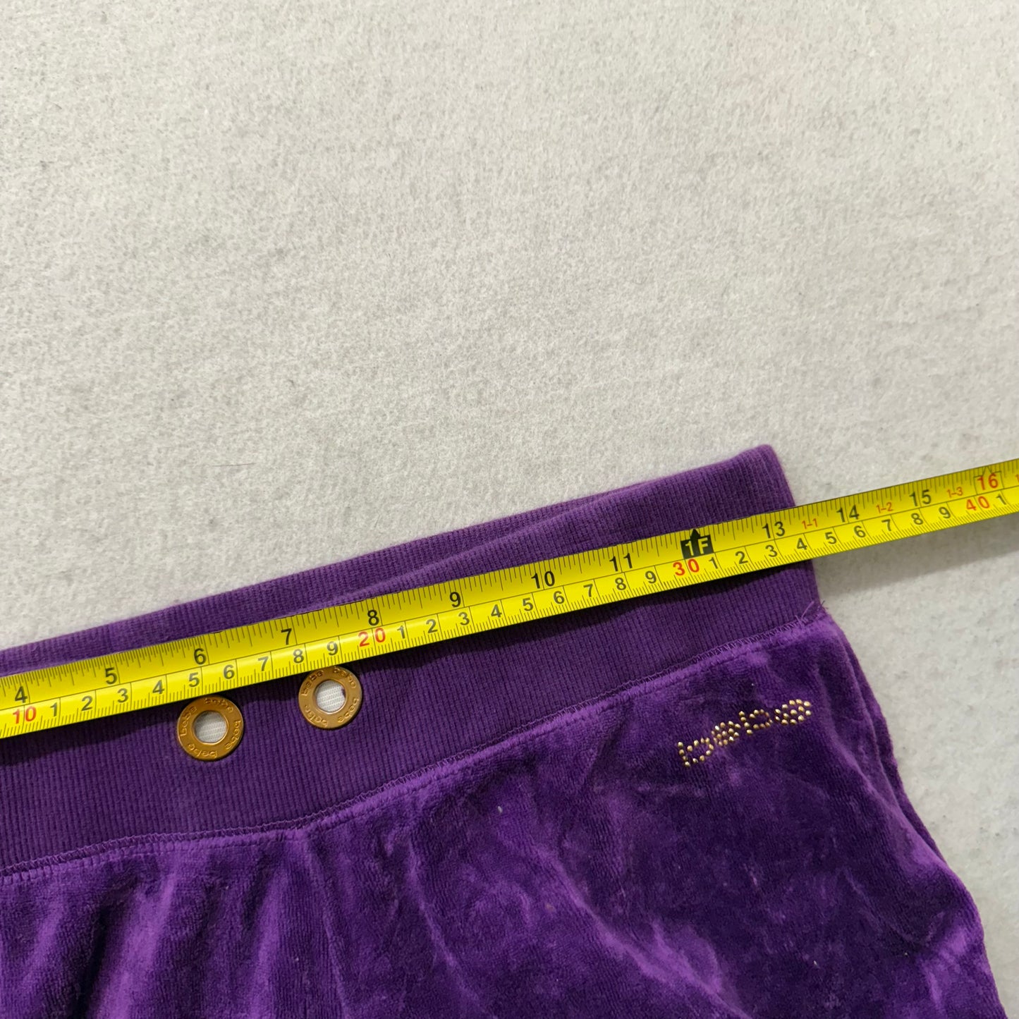 Bebe Women's Purple Velour Flare Wide Leg Track Pant Loungewear Logo Y2K Size XS