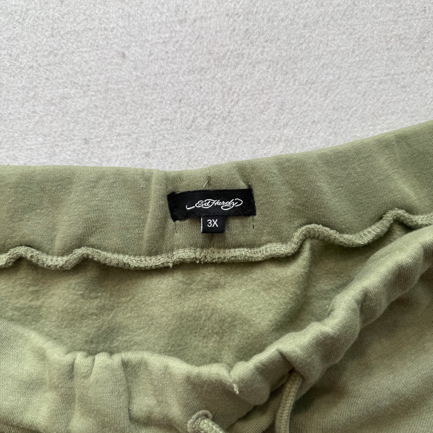 Ed Hardy Women's Olive Green Fleece Mini Skirt Drawstring Waistband Logo Size 3X