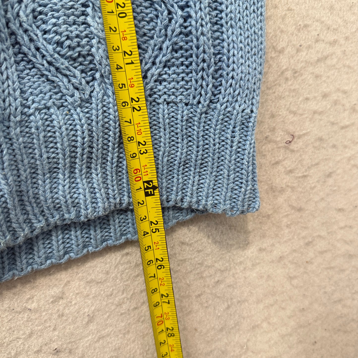 Vintage Hunters Glen Womens Blue Cable Knit Sweater Vest V-Neck Chunky Size M
