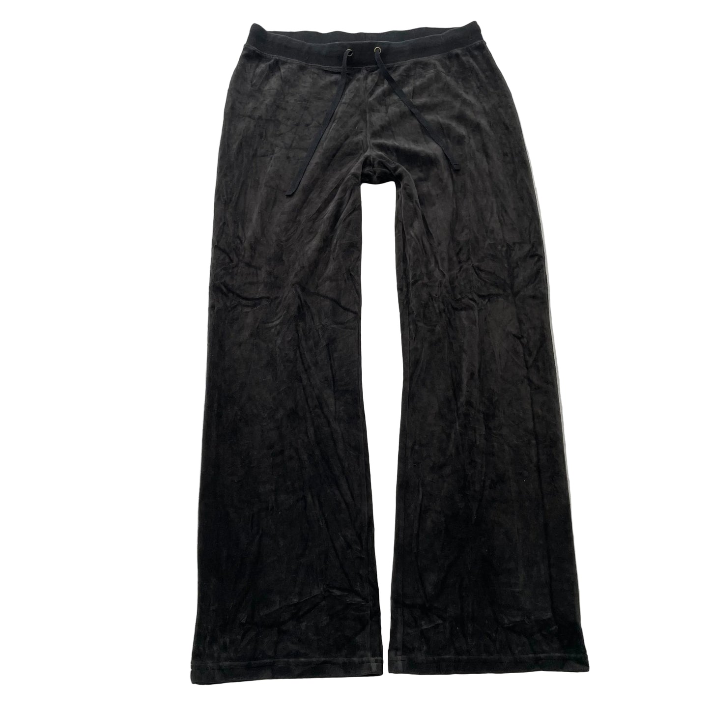 Vintage Juicy Couture Women's Black Velour Flared Track Pant Drawstring Size L