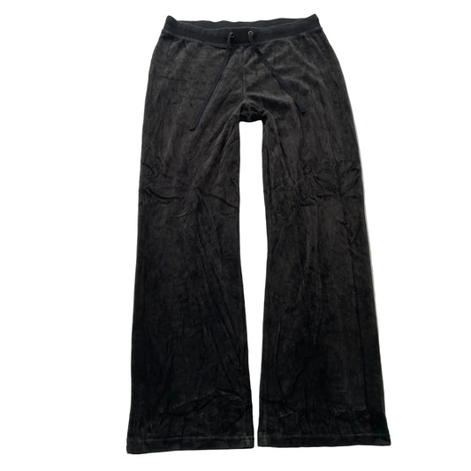 Vintage Juicy Couture Women's Black Velour Flared Track Pant Drawstring Size L