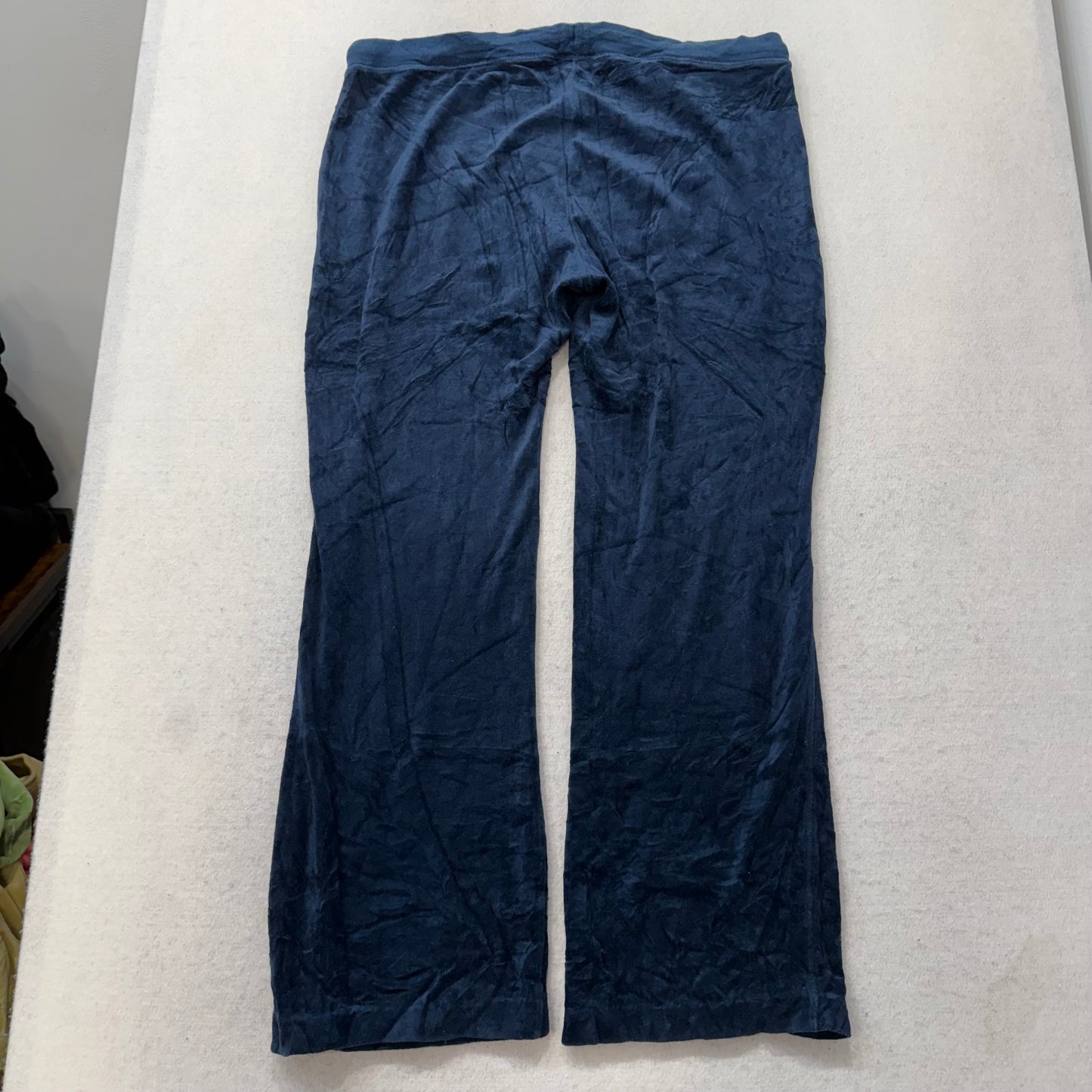 Juicy Couture Women's Navy Velour Flared Track Pant Drawstring Loungewear Size M