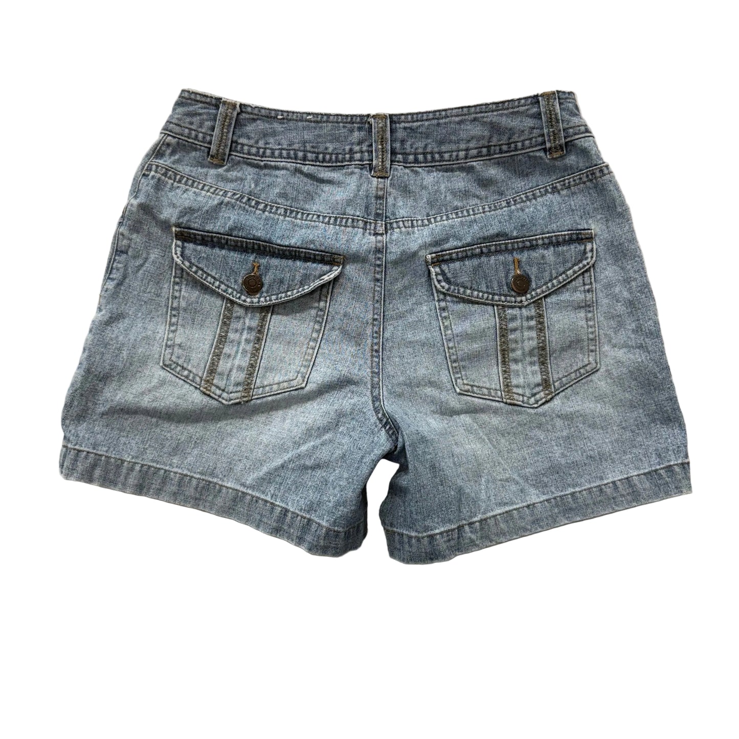 Sonoma Life + Style Women's Blue Denim Cargo Shorts Button Flap Pockets Size 6