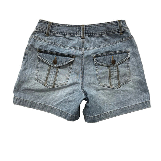 Sonoma Life + Style Women's Blue Denim Cargo Shorts Button Flap Pockets Size 6