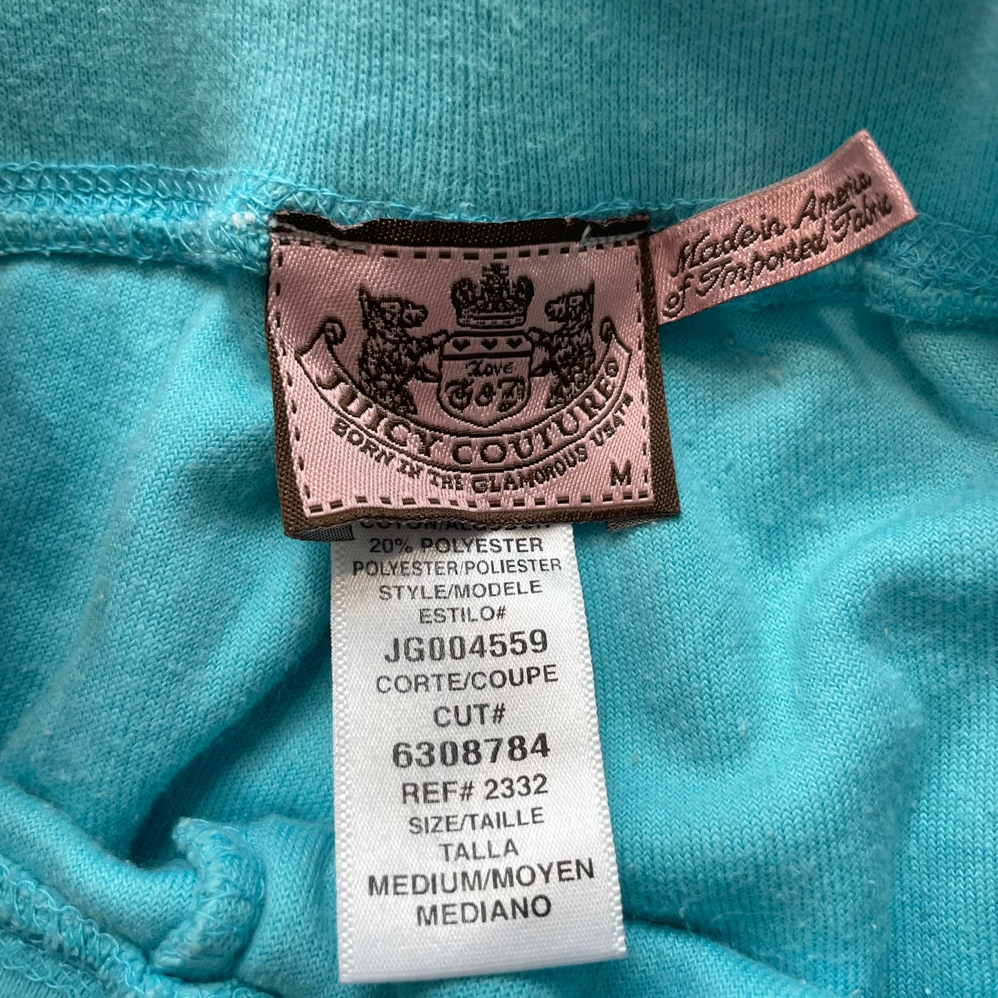 Juicy Couture Women's Teal Blue Terry Cloth Flared Track Pants Drawstring Size M