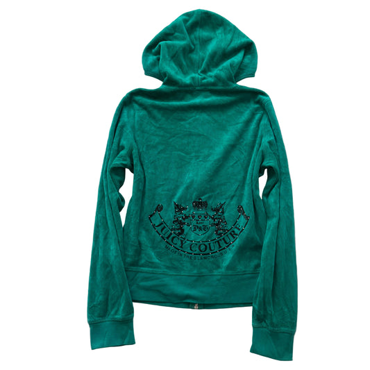 Vintage Juicy Couture “Scottie Dogs” Women's Emerald Green Zip Up Hoodie Size L
