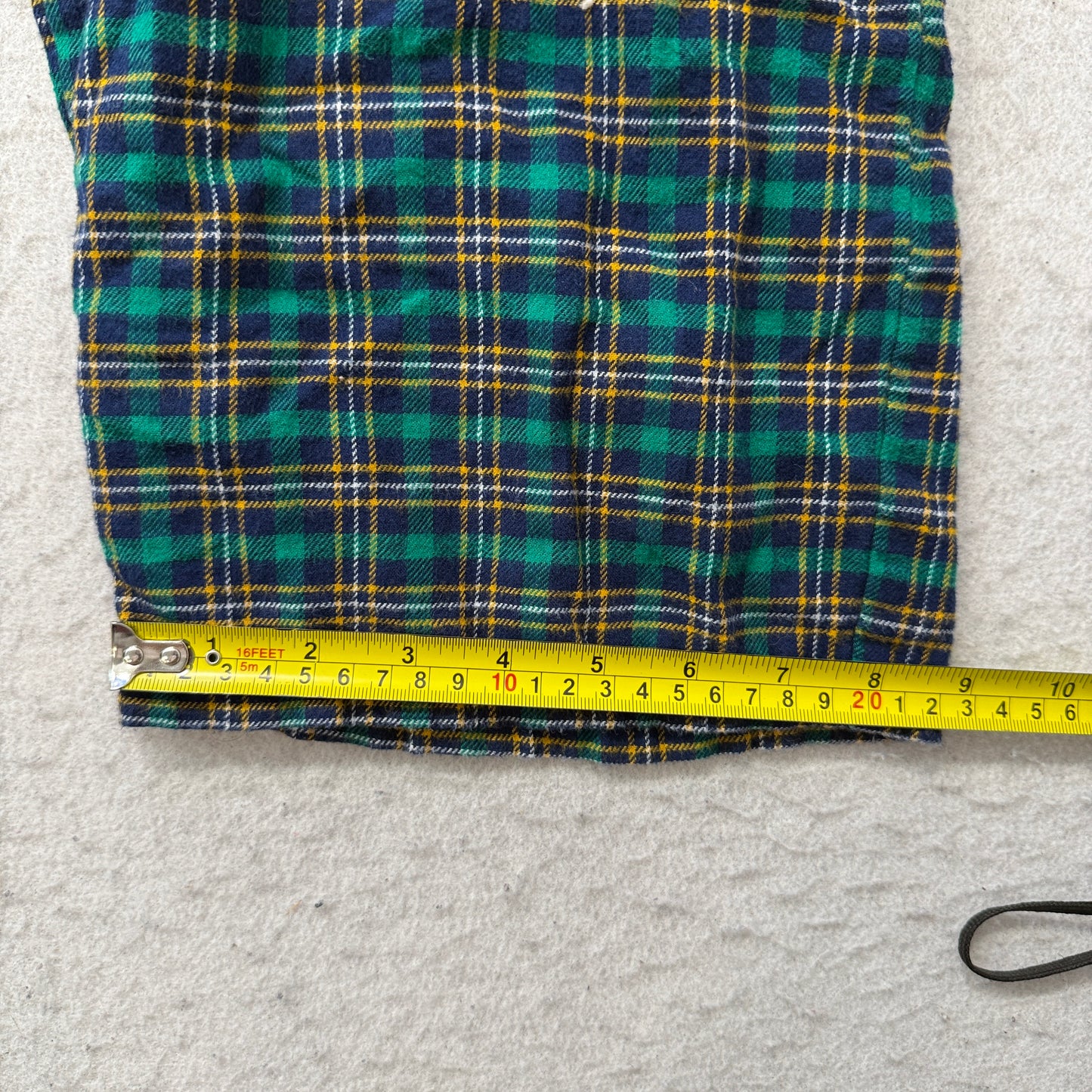 Men's Green Blue Plaid Flannel Pajama Pant Drawstring Pocket Loungewear Size W34