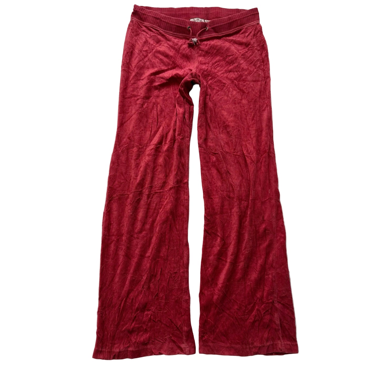 Vintage Juicy Couture Womens Brick Red Velour Flare Track Pant Loungewear Size S