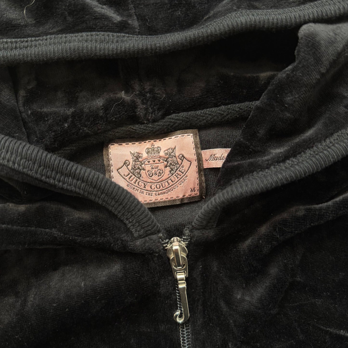 Juicy Couture Scottie Dogs Black Velour Tracksuit Set Hoodie & Pants Size M/S