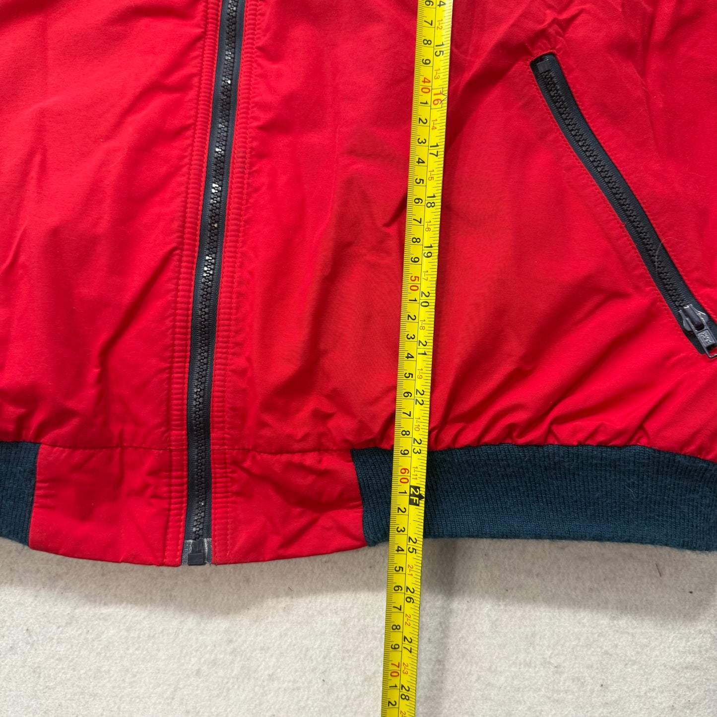 Vintage L.L. Bean Men's Red Blue Fleece Lined Warm-Up Bomber Jacket Size XL