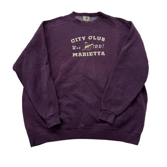 Oarsman 913 City Club Marietta Est. 1991 Purple Cotton Blend Sweatshirt Size 2X