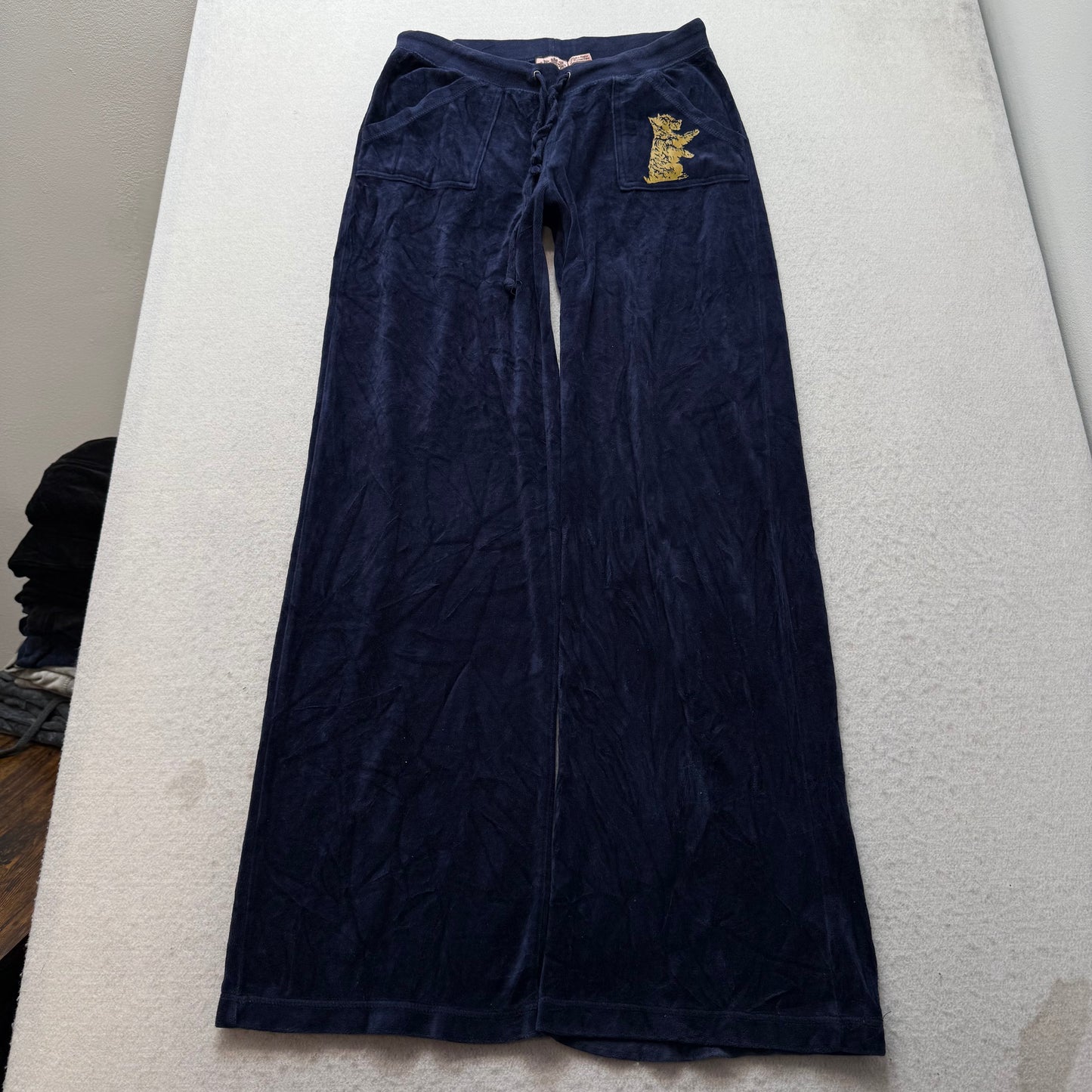 Vintage Juicy Couture Scottie Dog Navy Velour Tracksuit Set Hoodie & Pant Size L