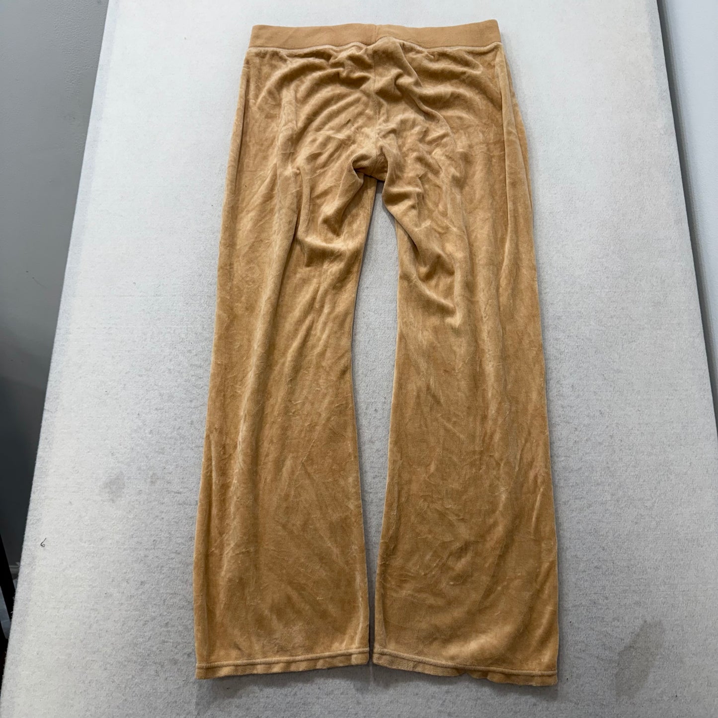 Juicy Couture Women's Camel Velour Flare Track Pant Drawstring Loungewear Size M