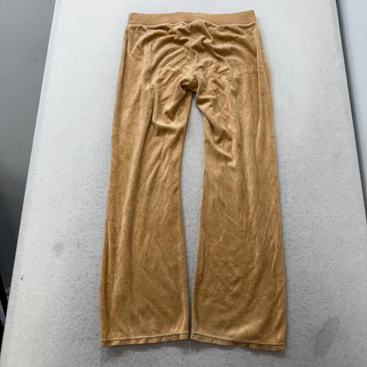 Juicy Couture Women's Camel Velour Flare Track Pant Drawstring Loungewear Size M