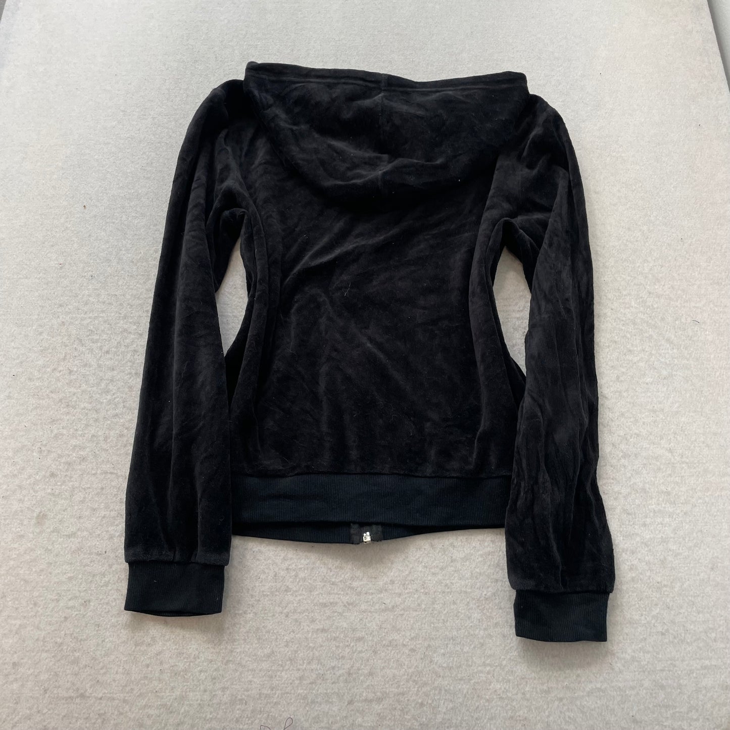Juicy Couture Women's Black Velour Tracksuit Set Hoodie & Pant Dog Logo Size XL