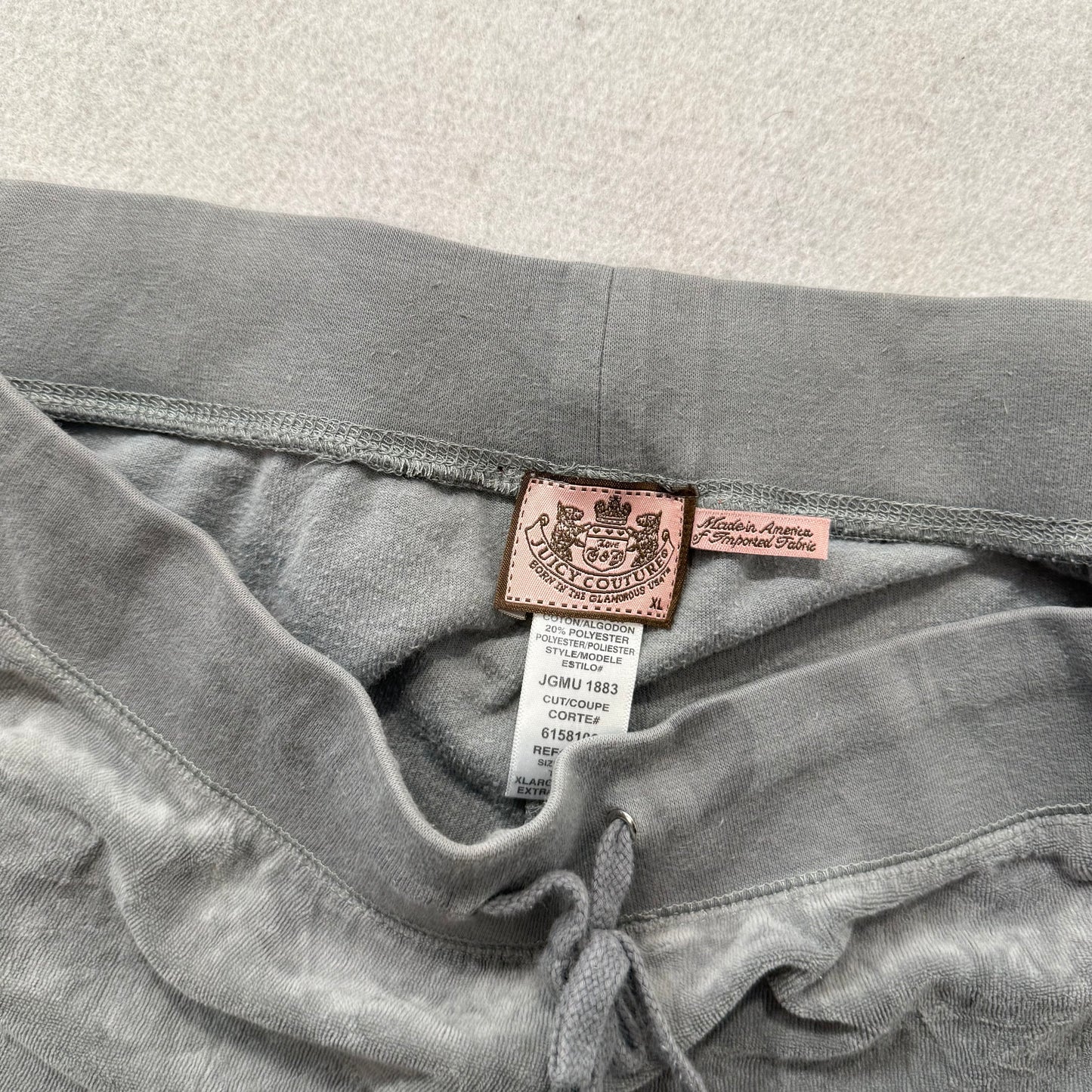 Juicy Couture Women's Light Graphite Velour Flared Wide Leg Track Pant Size XL