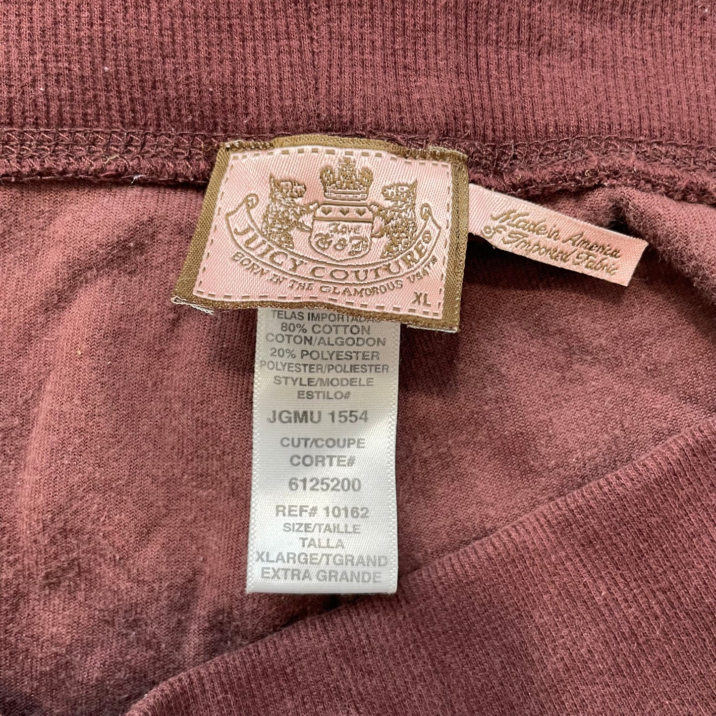 Juicy Couture Women's Burgundy Velour Flared Leg Track Pants Loungewear Size XL