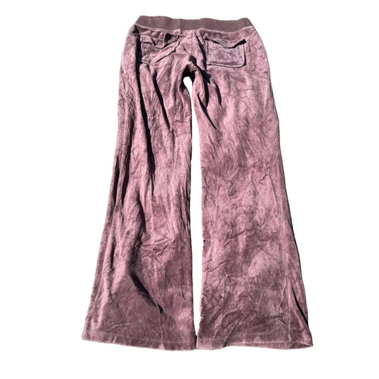 Vtg Juicy Couture Womens Dusty Rose Velour Flared Track Pant Back Pockets Size L