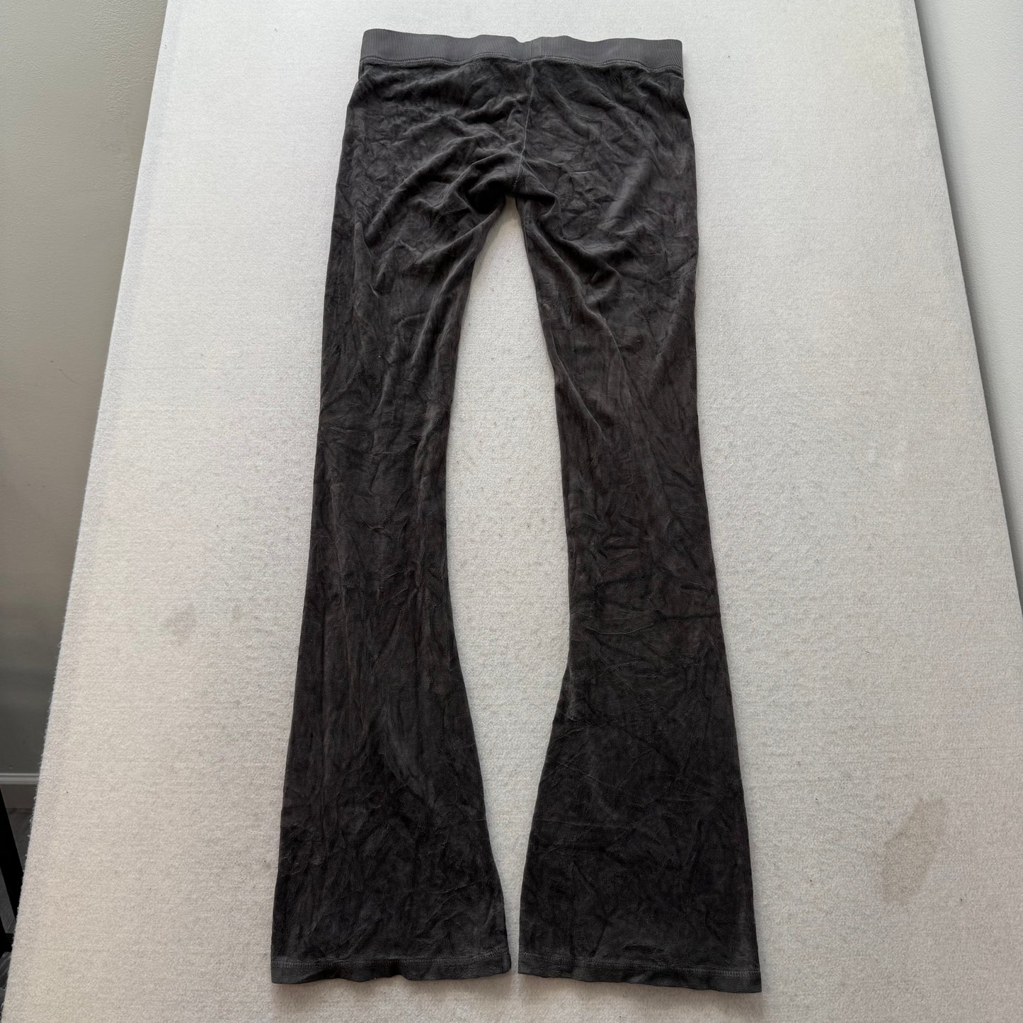 Juicy Couture Women's Gray Velour Flared Leg Track Pant Drawstring Casual Size P
