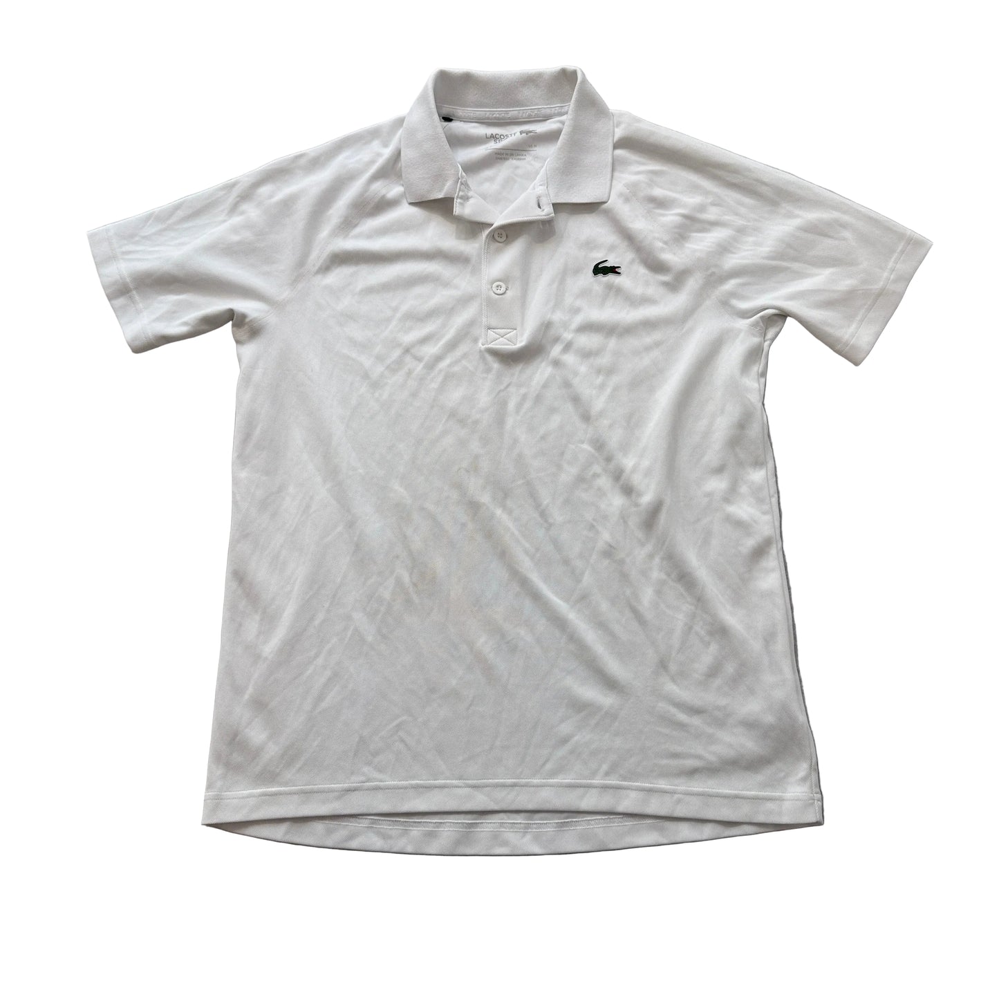 Lacoste Sport Men's White Polo Shirt Short Sleeve Front Logo Classic Fit Size M