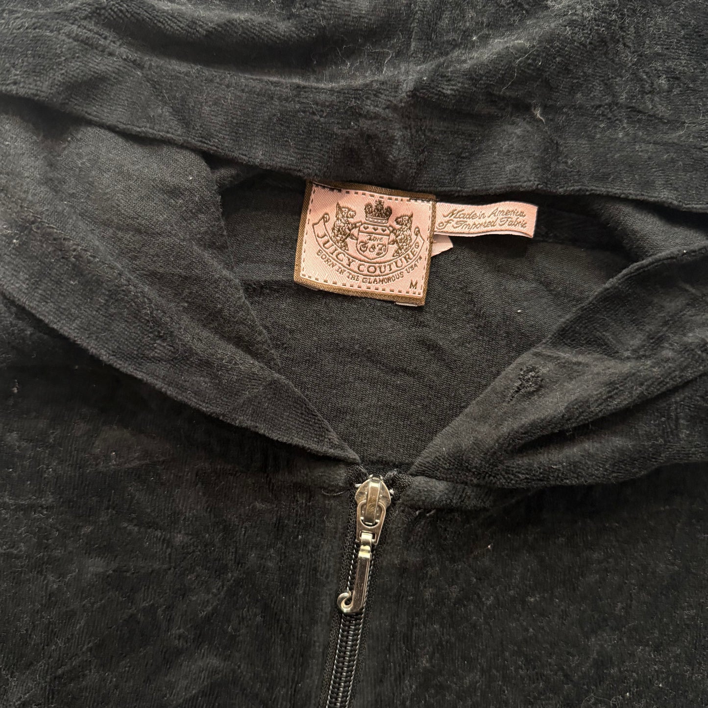 Juicy Couture Women's Black Velour Tracksuit Set Hoodie & Flared Pant Size M/L