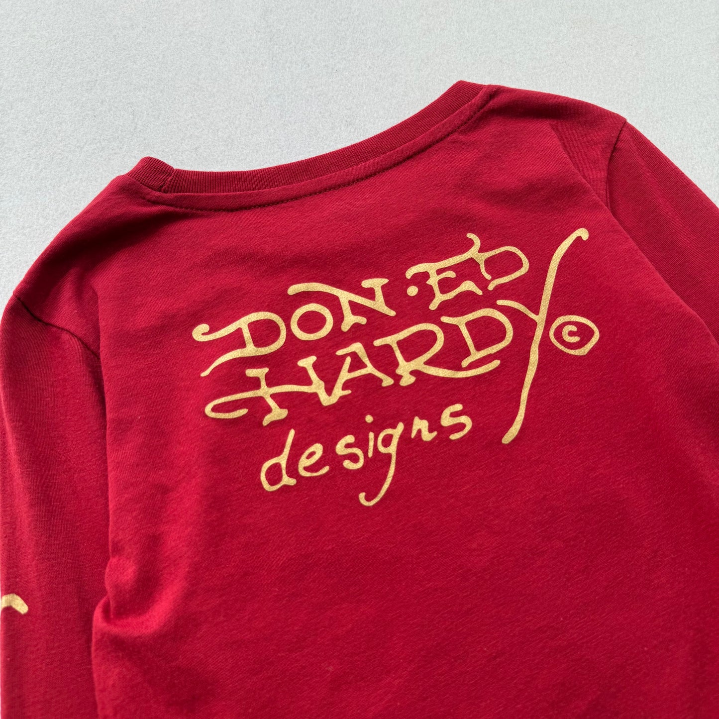 ED HARDY “Koi” BURGUNDY LONG SLEEVE BABY TEE