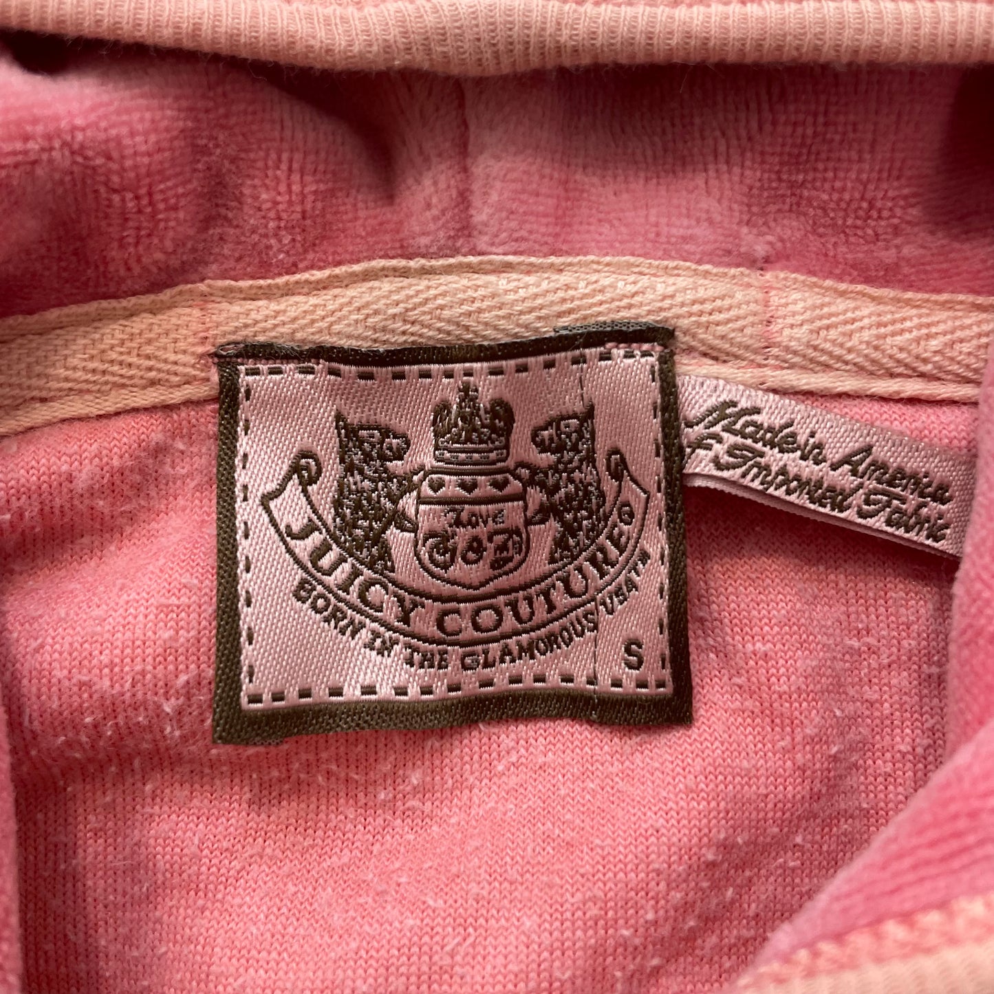 Vintage Juicy Couture Women's Peach Velour Full Zip Hoodie Pockets Y2k Size S