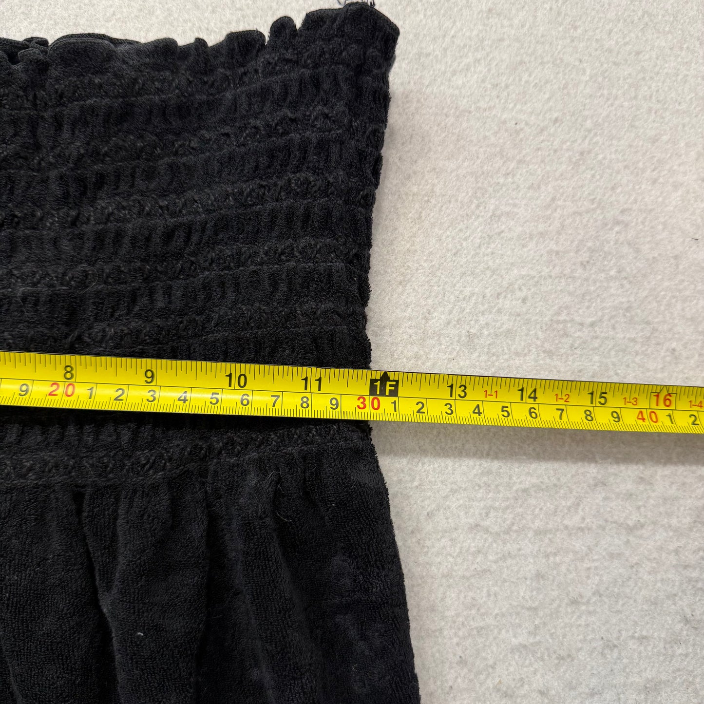 Vintage Juicy Couture Women Black Terrycloth Smocked Tube Dress Strapless Size S