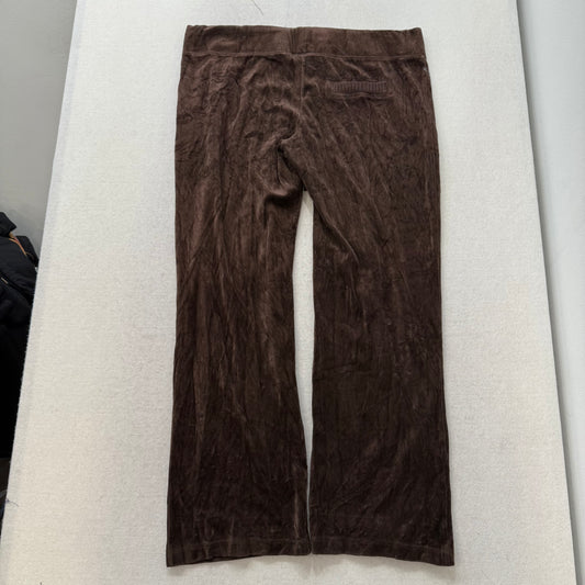 Juicy Couture Brown Velour Flare Track Pants Drawstring Classic Low Rise Size XL