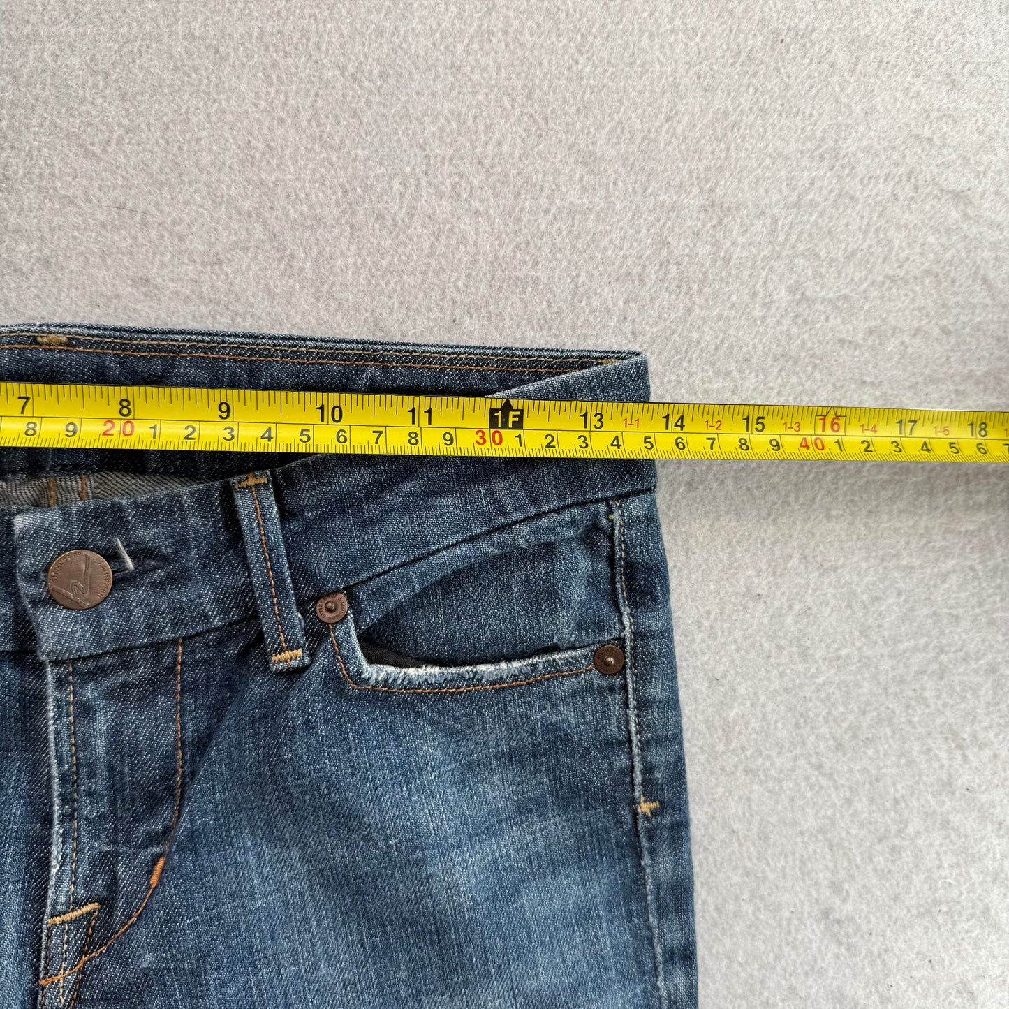 Citizens of Humanity Faye Women Blue Denim Flare Jeans Stretch Low Waist Size 28