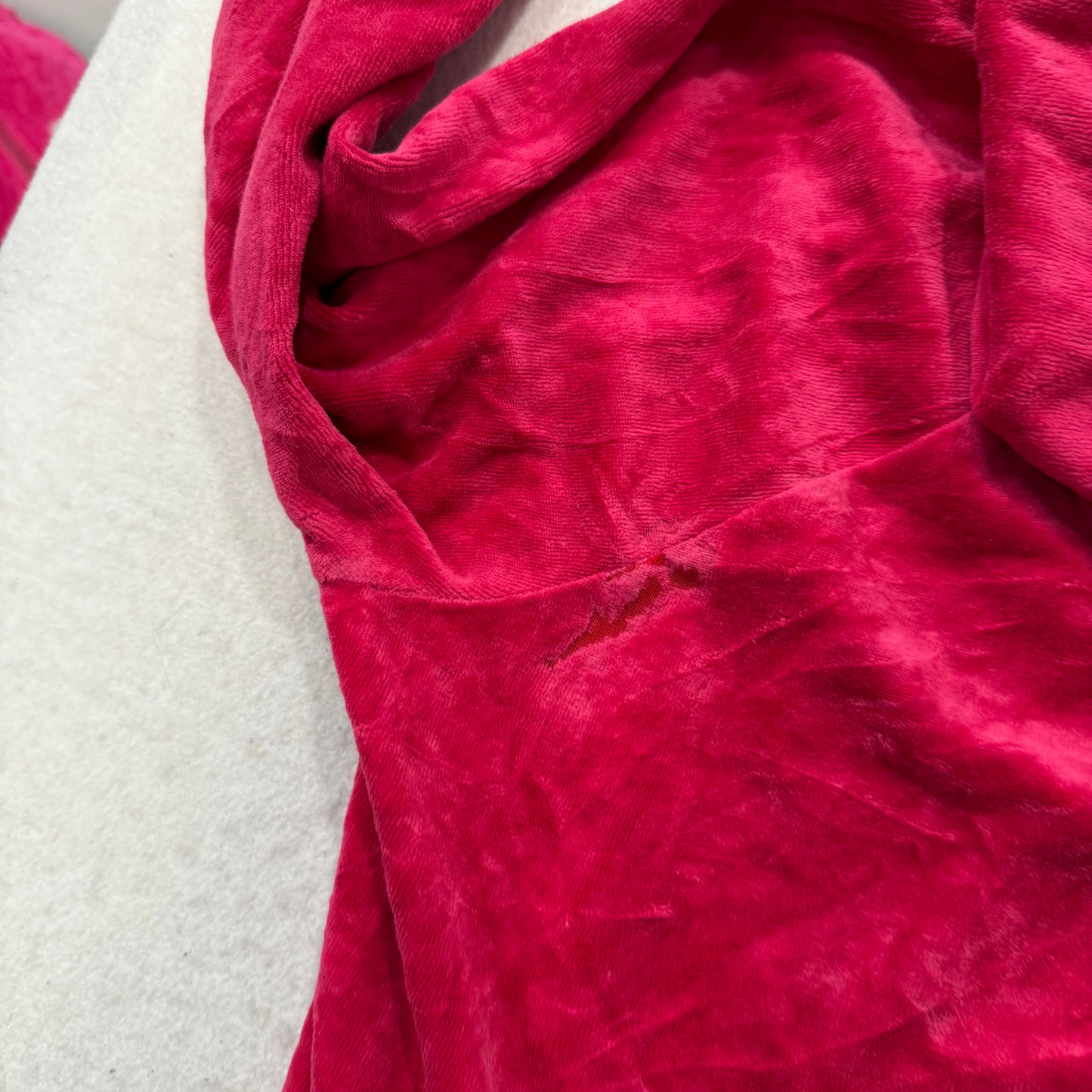 Juicy Couture Women's Dark Hot Pink Velour Hoodie Rhinestone Crown Logo Size XL