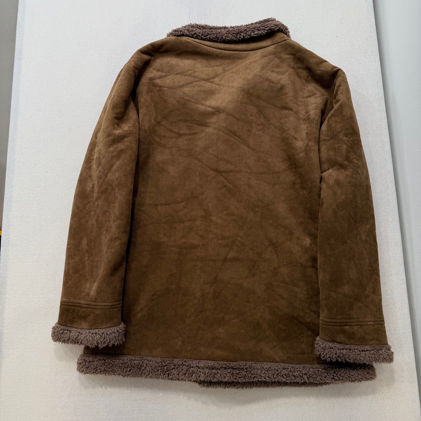 Vintage Brown Jacket with Textured Collar and Hem Trim - Clean Curriculums 