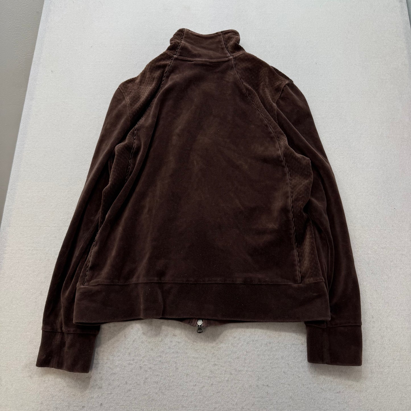 Nike Women's Brown Velour Full Zip Track Jacket Raglan Sleeves Logo Y2K Size XL