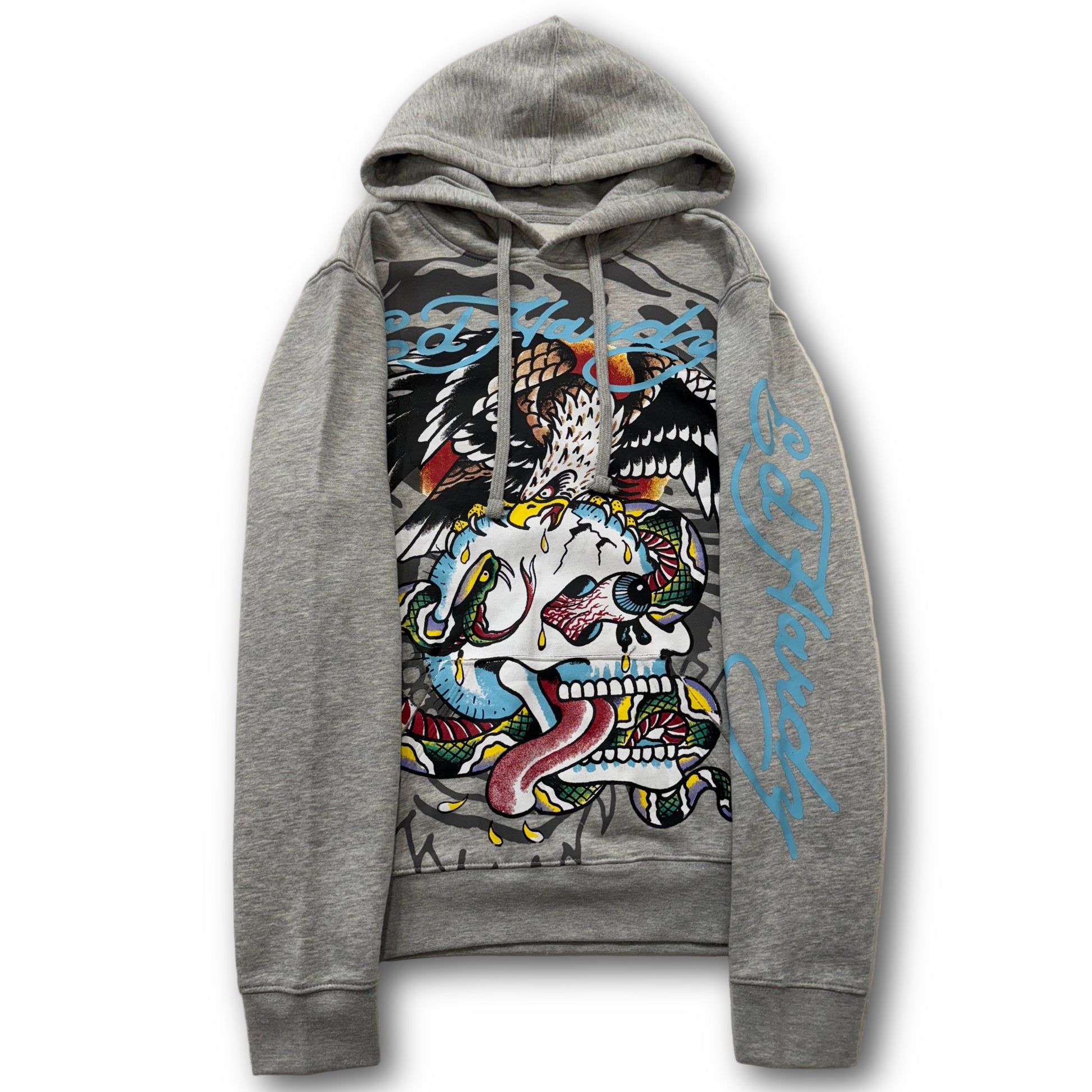 ED HARDY “Flying Skull” GREY PULLOVER HOODIE - Clean Curriculums 