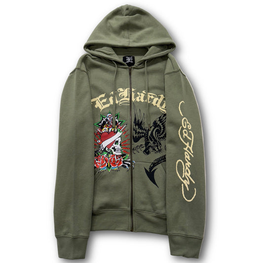 ED HARDY “Dragon Heart” SAGE ZIP UP HOODIE - Clean Curriculums 
