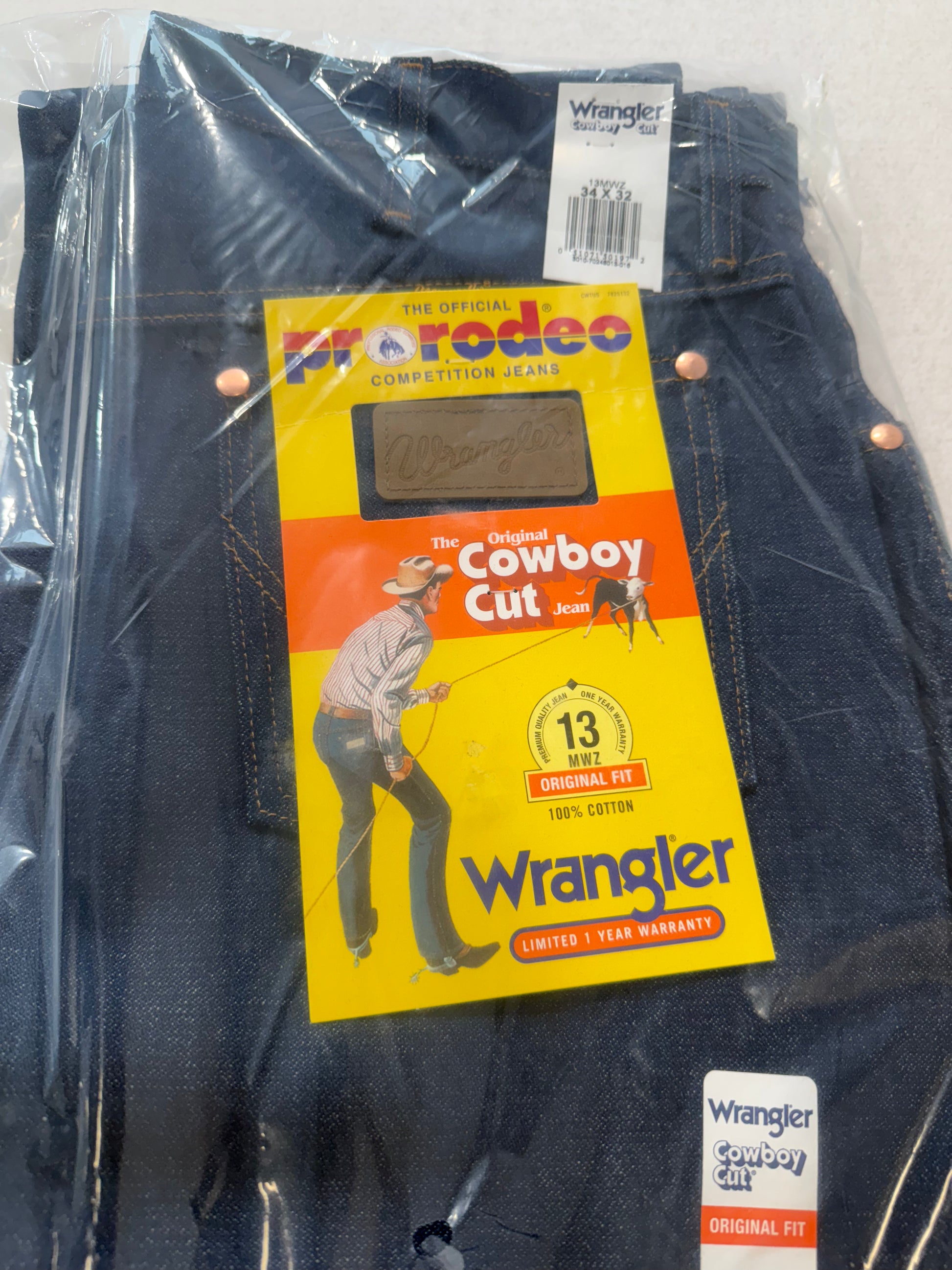 WRANGLER Original Cowboy Cut 13MWZ 100% Cotton Jeans 34x32 - Clean Curriculums 