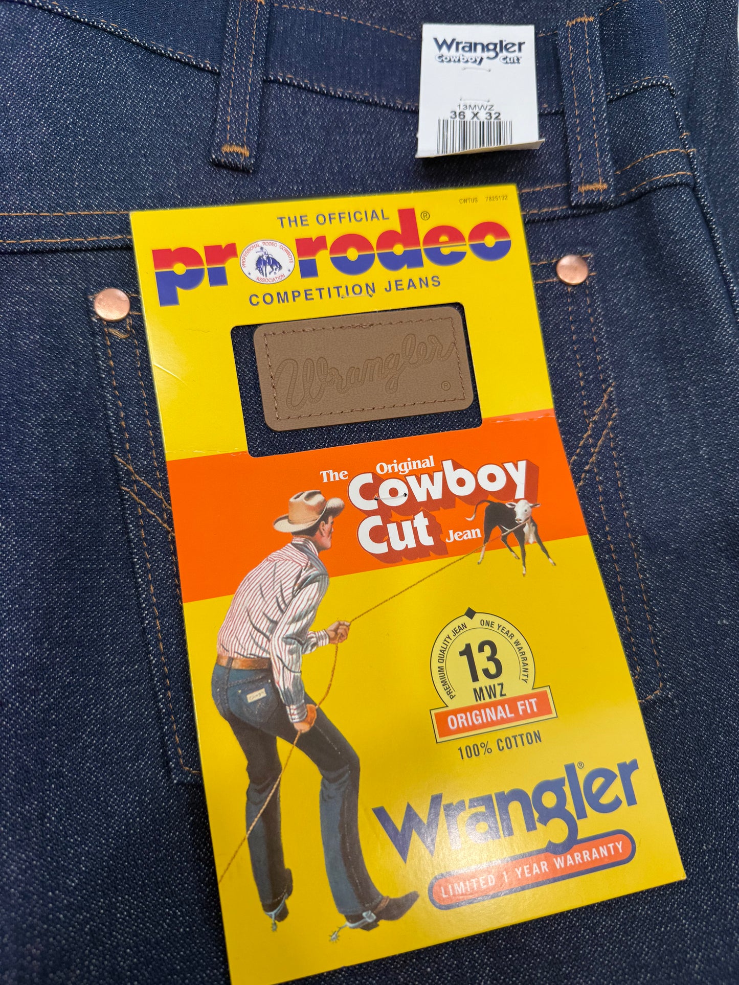 WRANGLER Original Cowboy Cut 13MWZ 100% Cotton Jeans 36x32 - Clean Curriculums 
